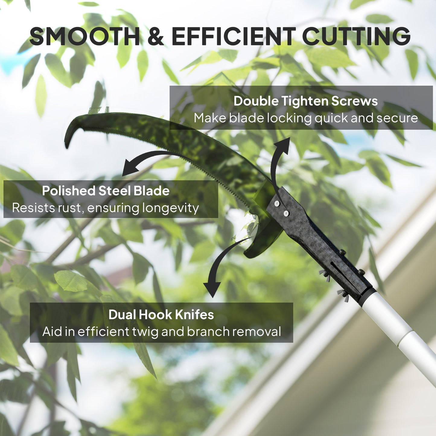 Manual Pole Saw, 1.8-2.9 m Extendable Tree Pruner, Tree Lopper Long Reach Telescopic with Extendable Handle & 40 cm Saw for T