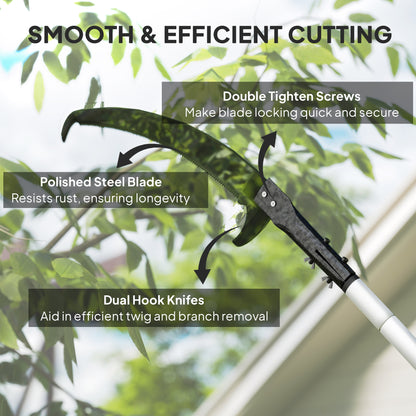 Manual Pole Saw, 1.8-2.9 m Extendable Tree Pruner, Tree Lopper Long Reach Telescopic with Extendable Handle & 40 cm Saw for T