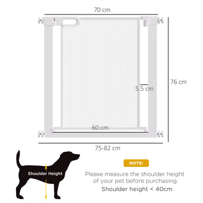 Pet Safety Gate, for Doorways, Staircases, Hallways, with 75-82cm Adjustable Width - White