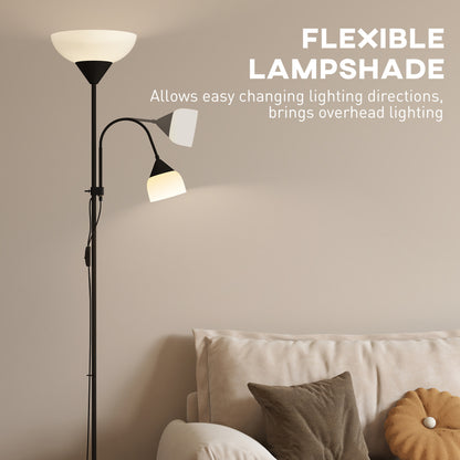 LED Floor Lamp 180cm Tall Standing Lamp with Adjustable Gooseneck, 3000K/4500K/6500K Colour Temperatures, Black