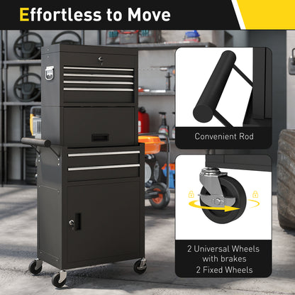 Three-Part Steel Locking Tool Chest - Black