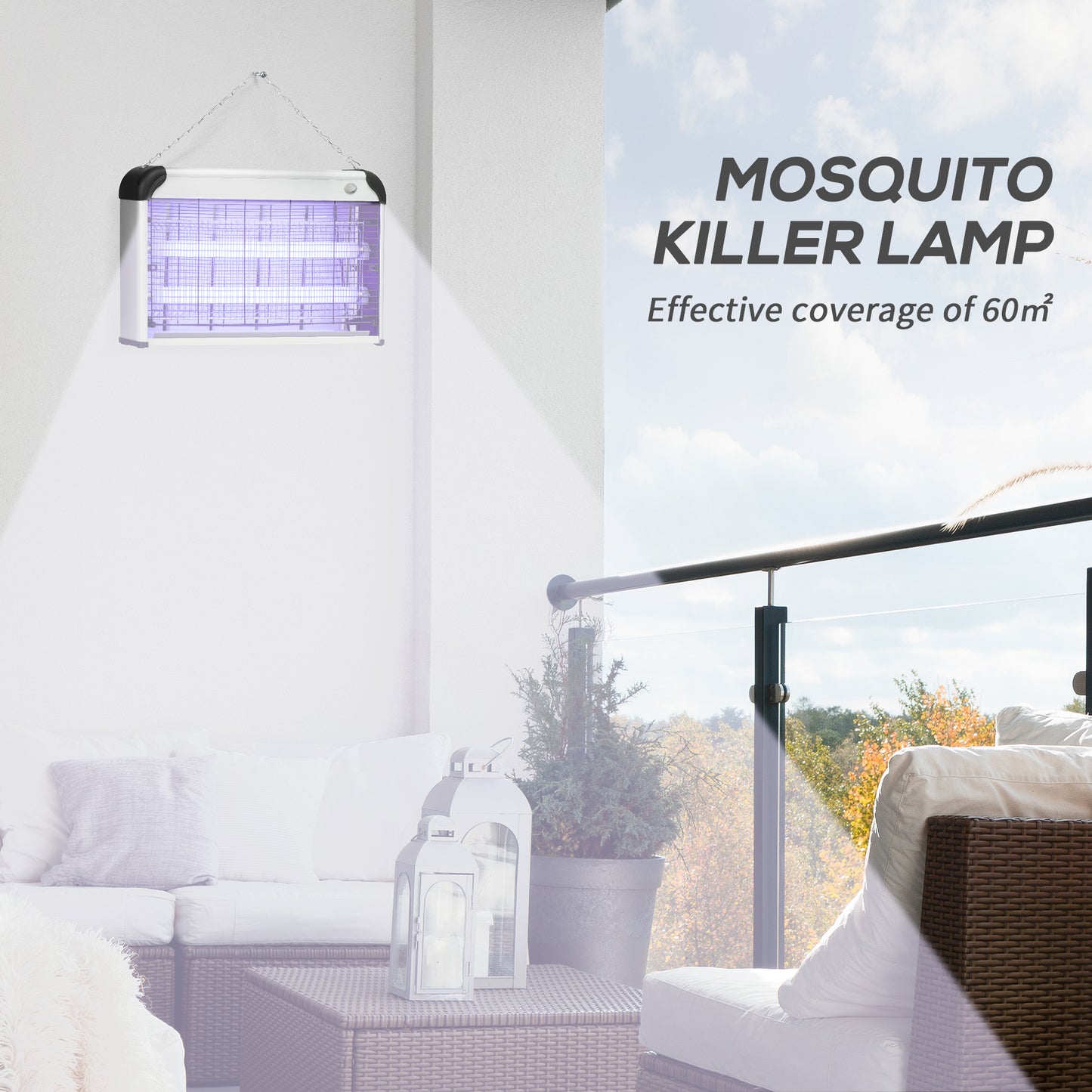 30W Electric Fly Zapper, Bug Zapper with UK Plug, 2 UV Bulbs, Hanging Chain, On/Off Switch and Removable Catch Tray