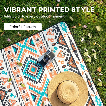 Picnic Blanket, 300x200CM Large Beach Blanket Outdoor Picnic Mat with Integrated Strap for Camping, Mix-Colour