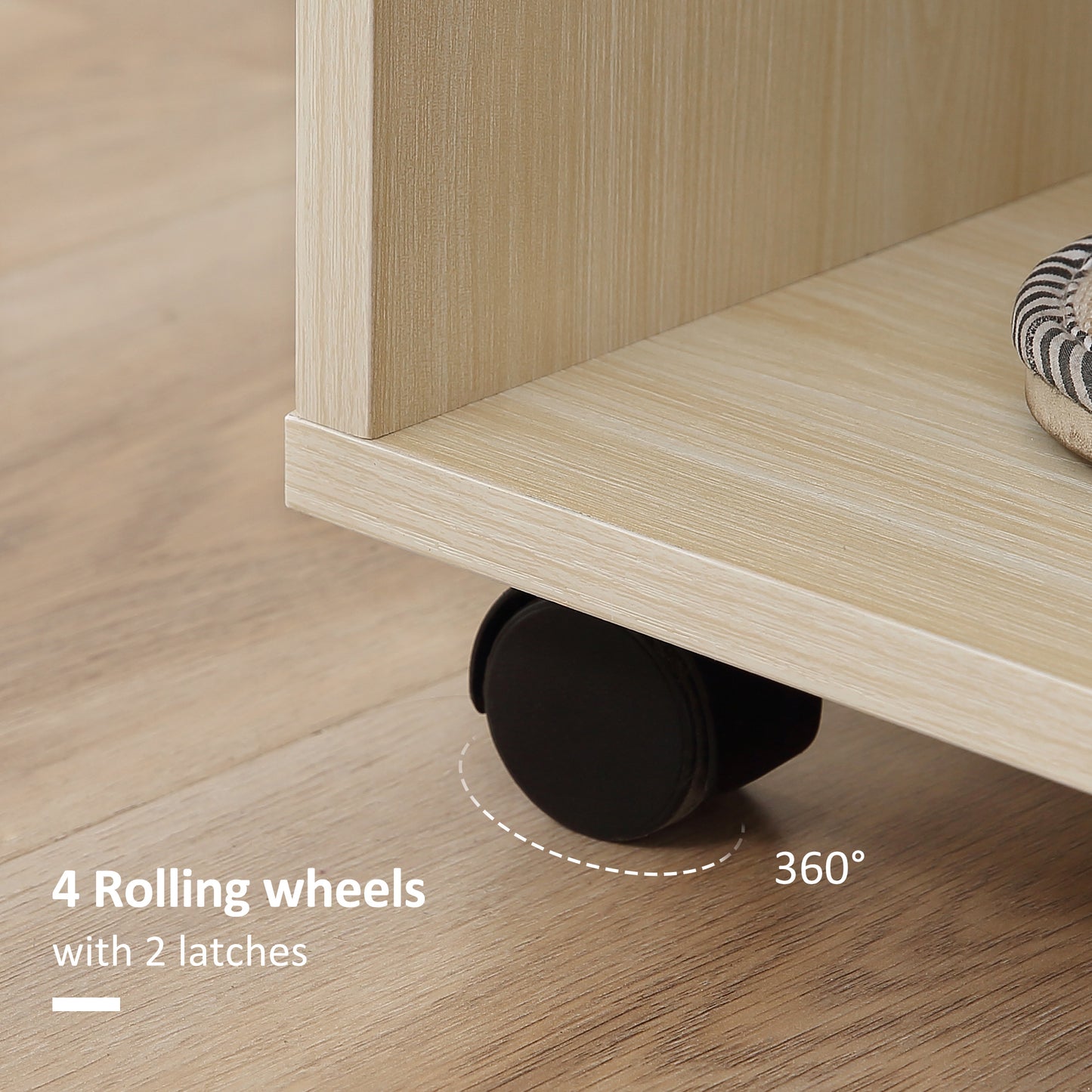Open Wardrobe on Wheels, Bedroom Wardrobe with Clothes Hanging Rail, 3 Storage Shelves, Mobile Garment Rack for Cloakroom