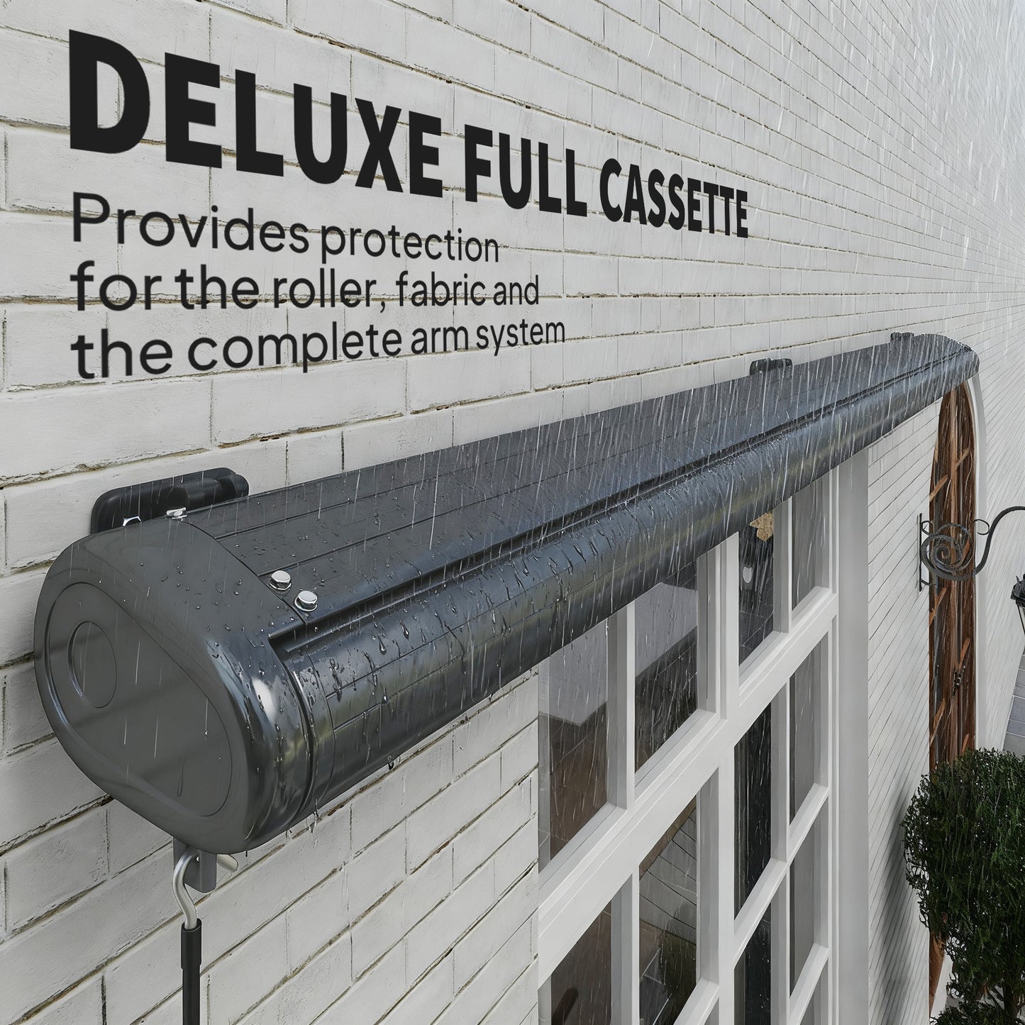 4 x 3(m) Full Cassette Electric Awning with Remote Controller, Aluminium Frame DIY Retractable Garden Awning