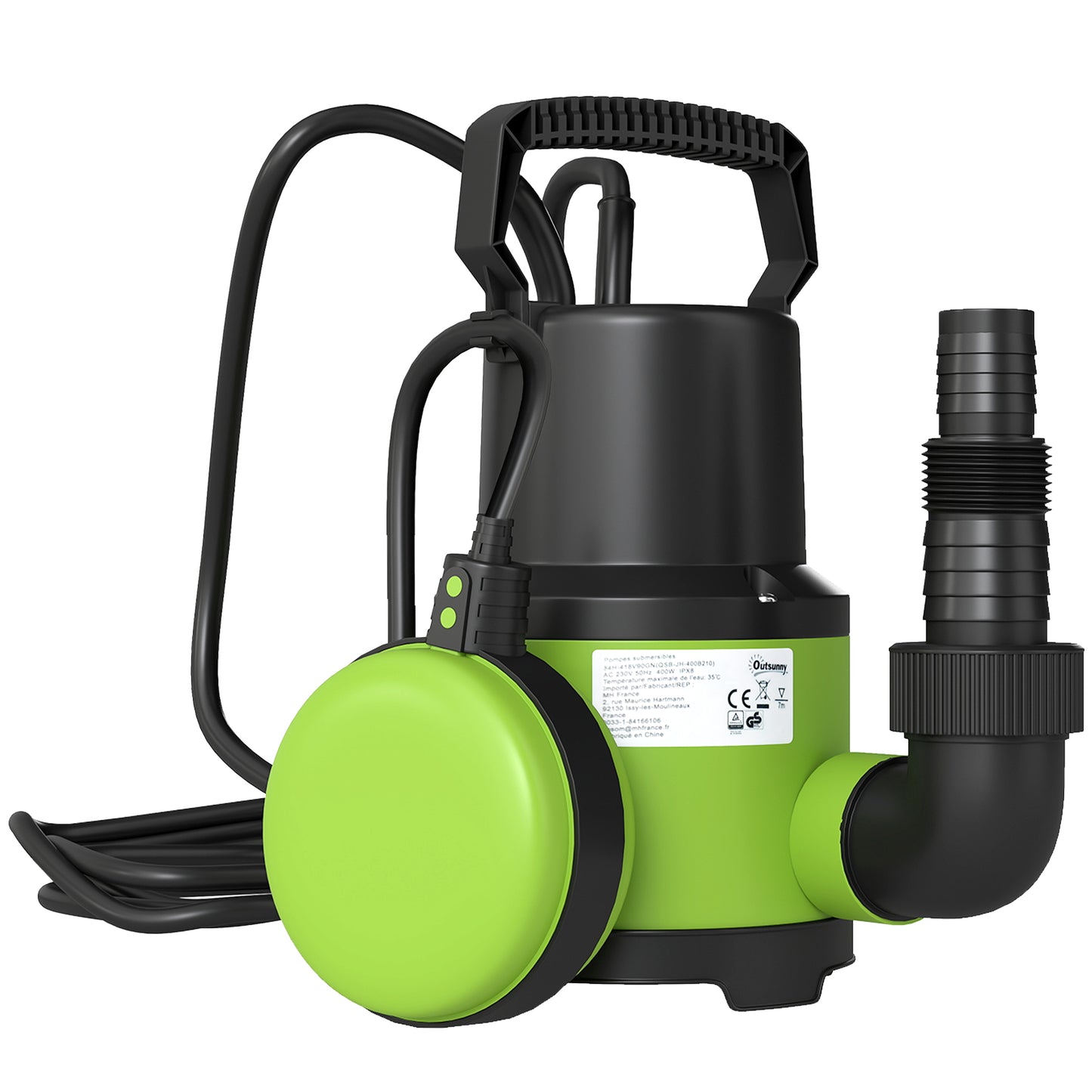 400W Submersible Water Pump for Dirty/Clean Water, 9000L/H Electric Sump Pump with Float Switch