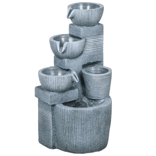 Solar Powered Outdoor Water Fountain - Dark Grey