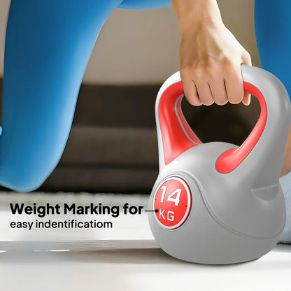 Kettlebell, 14kg Kettle Bells with Handle for Home Gym Weight Lifting and Strength Training, Red and Grey