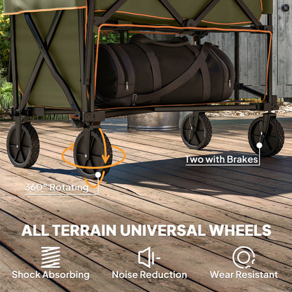 Double Decker Folding Festival Trolley on Wheels, 200KG & 350L Capacity Collapsible Wagon Festival Trolley Cart