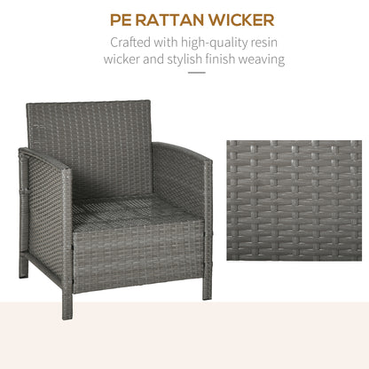 3 Pieces Rattan Bistro Set, Wicker Garden Furniture Set
