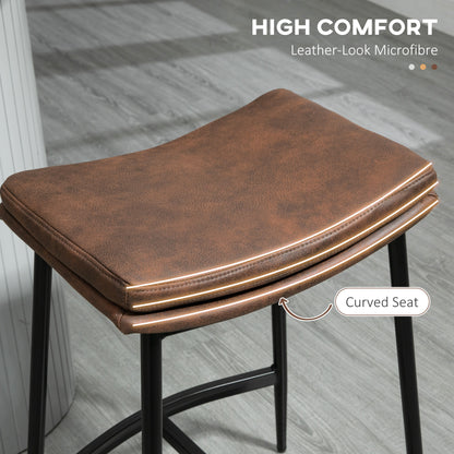 Breakfast Bar Stools Set of 2, Microfibre Upholstered Barstools