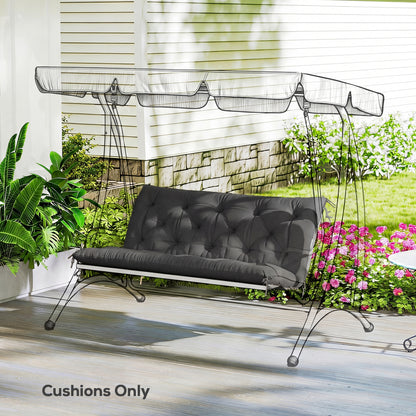 Garden Bench Cushion, 2 Seater Swing Chair Cushion, Seat Pad with Ties for Indoor and Outdoor Use, 110 x 120 cm, Black