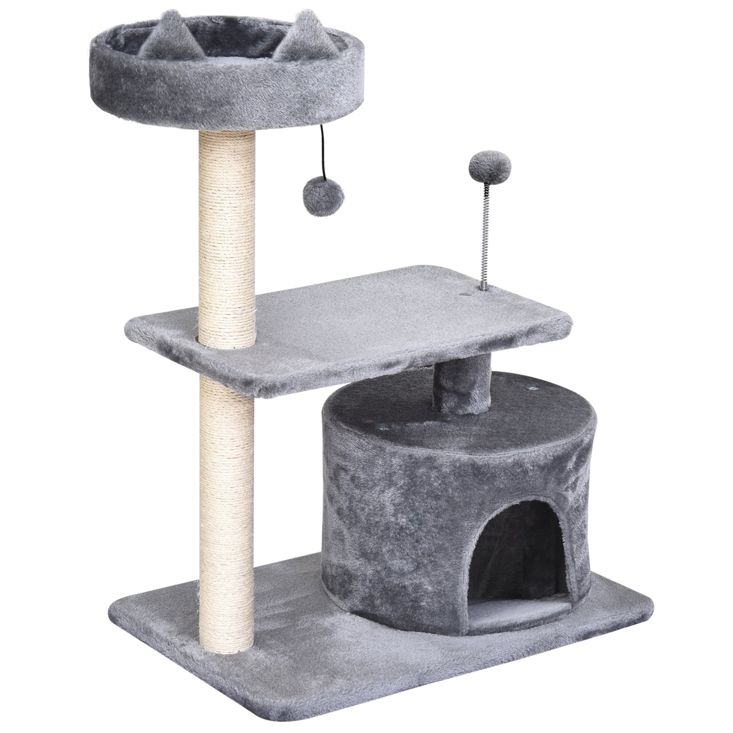 Cat Tree for Indoor Cats with Scratching Post Climbing Tower Kitty Activity Centre Condo Perch Jumping Platforms Grey 60L x 4
