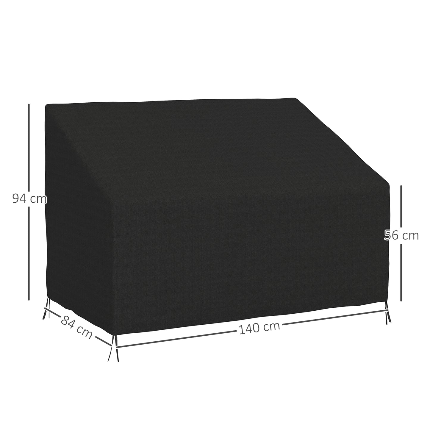 600D Oxford Cloth Furniture Cover, 2 Seater Sofa Protector for Garden Patio, Outdoor, Waterproof, Black