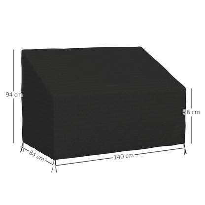 600D Oxford Cloth Furniture Cover, 2 Seater Sofa Protector for Garden Patio, Outdoor, Waterproof, Black