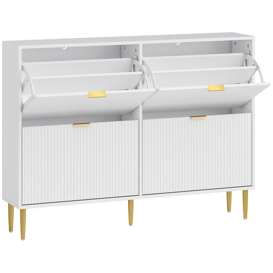 Elegant Four-Drawer Shoe Cabinet - White
