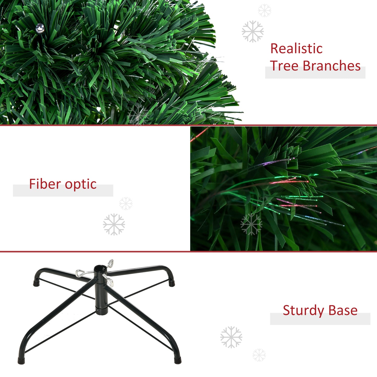4FT Pre-Lit Fibre Optic Artificial Christmas Tree Holiday Xmas Décor with Tree Topper Multi-Colour