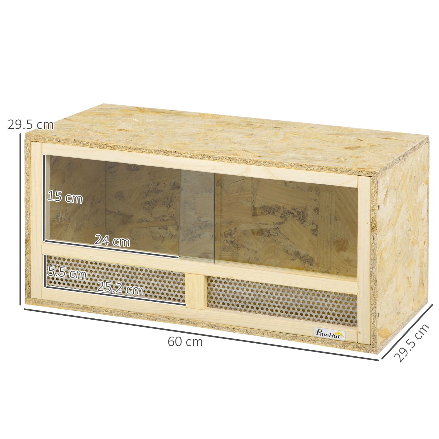 Reptile Terrarium Vivarium Habitat w/ Transparent Sliding Doors, Breathable Mesh, for Lizards, Horned Frogs