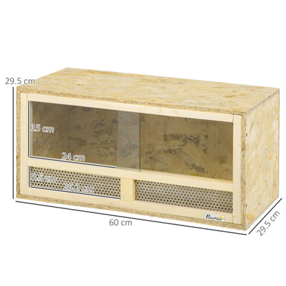 Reptile Terrarium Vivarium Habitat w/ Transparent Sliding Doors, Breathable Mesh, for Lizards, Horned Frogs