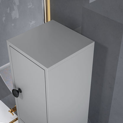 180cm Slim Bathroom Cabinet, with Drawer, Shelves and Cupboards - Grey