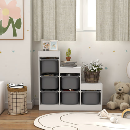Toy Storage Organiser, Three-Layer Kids Toy Storage Units, with Removable Bins, for Ages 3-8 Years, Grey