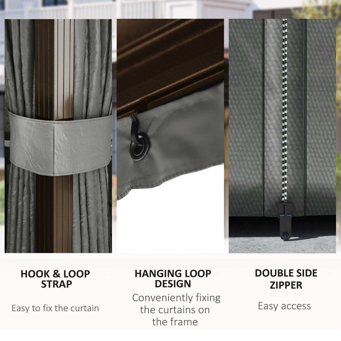3 x 4m Hardtop Gazebo Canopy with Metal Roof, Aluminium Gazebo Permanent Pavilion with Netting and Curtains, Dark Grey