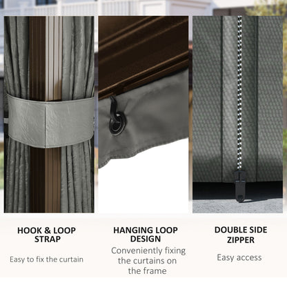 3 x 4m Hardtop Gazebo Canopy with Metal Roof, Aluminium Gazebo Permanent Pavilion with Netting and Curtains, Dark Grey