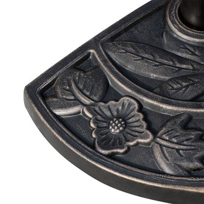 9kg Resin Parasol Base, Half Round Umbrella Stand with Floral Design for Garden, Outdoor, Suitable Umbrella Rod: Ø3.8cm