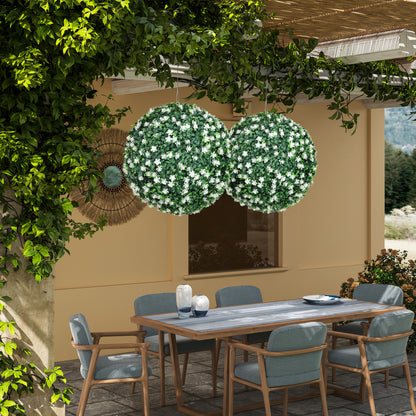 Set of Two Artificial Boxwood Balls Plants - White