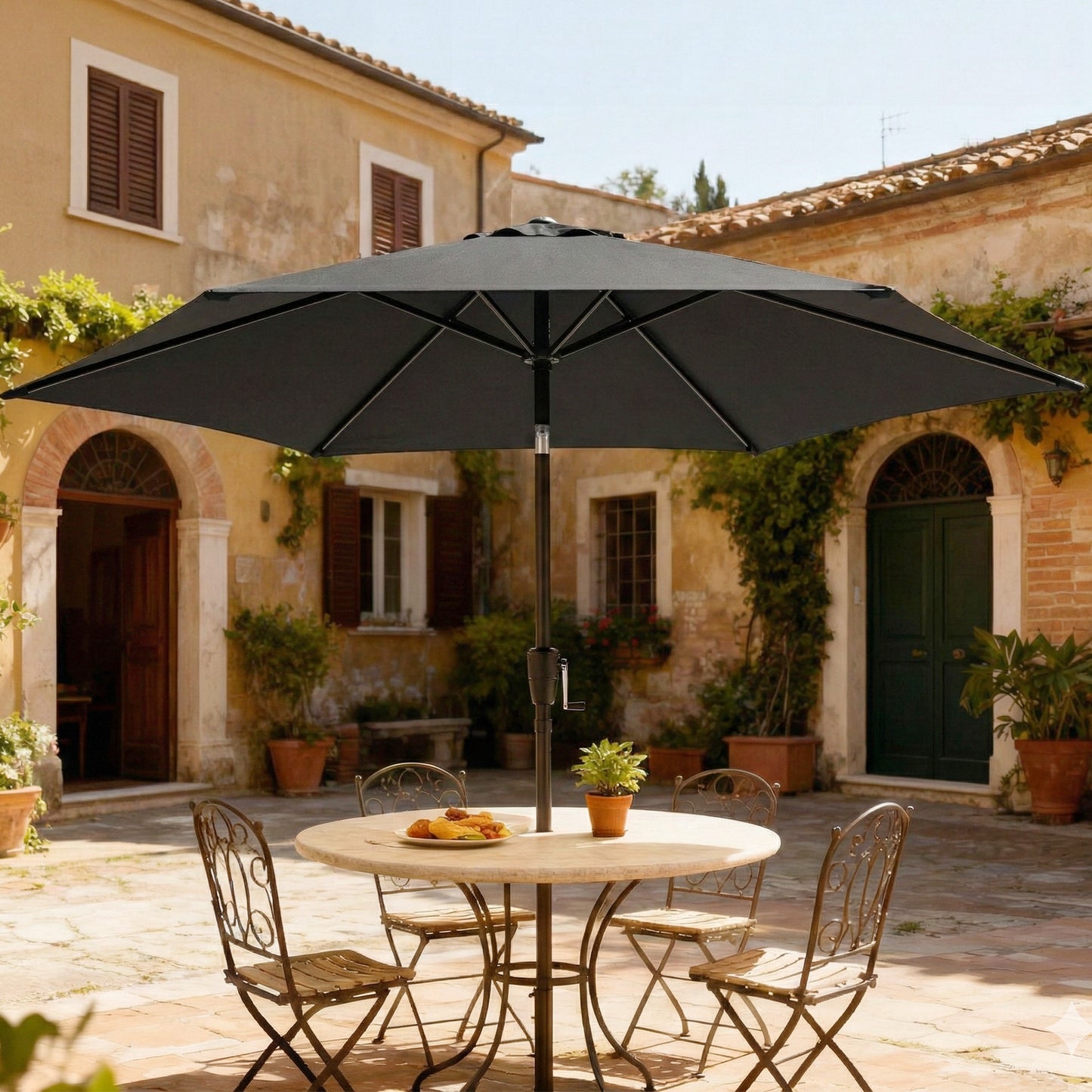2m Garden Parasol Umbrella, Outdoor Table Parasol Umbrella with Crank Handle, Tilt Function, UV30+ Protection