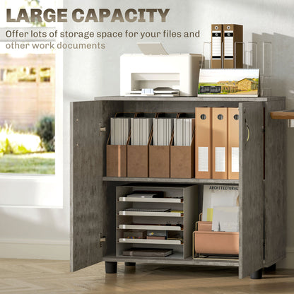 Two-Tier Locking Office Storage Cabinet - Grey