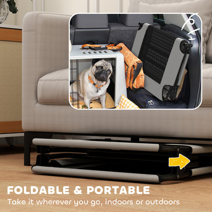 Portable Raised Dog Bed, Elevated Pet Cot with Breathable Mesh for Indoor Outdoor, for Large Dogs, Light Grey