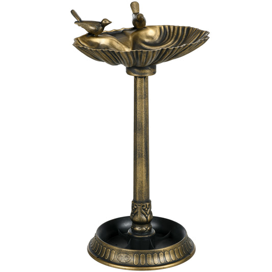 81cm Tall Bird Bath with 2 Decorative Birds, Vintage Style Birdbath with Flower Planter Base, Bird Bath Bowl for Garden