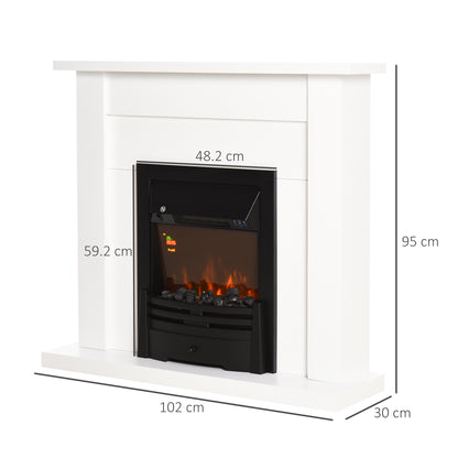 40" Electric Firplace Suites & Mantelpiece w/LED Flames Remote Marble Stone Modern Curved Surround Intelligent Safe Adjustabl