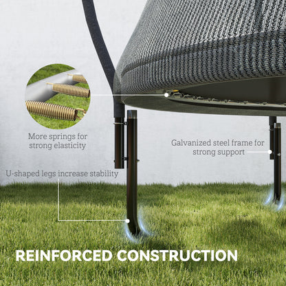 8ft Outdoor Trampoline with Enclosure Net, Spring Cover, Black