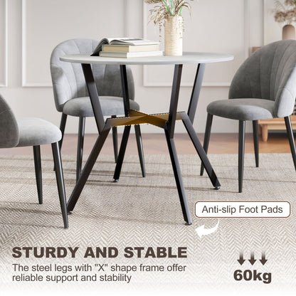 Dining Table, Round Kitchen Table with Black Legs, Anti-slip Foot Pads for Living Room, Dining Room 90 x 76 cm, Grey