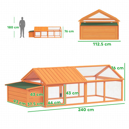 Wooden Chicken Coop with Nesting Box, Openable Roof, for 4-8 Chickens, Nature Wood