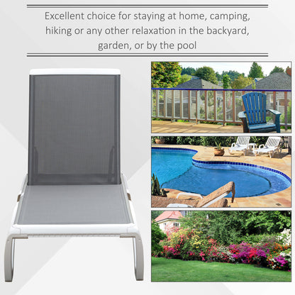 Aluminium Frame Sun Lounger, with Adjustable Back - Grey
