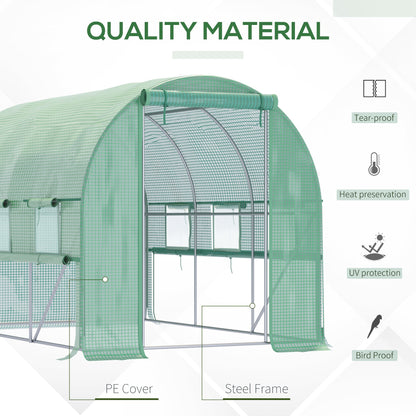 Walk-in Polytunnel Greenhouse Green House with Roll-up Sidewalls, UV-resistant PE Cover, 3 x 2 x 2m, Green