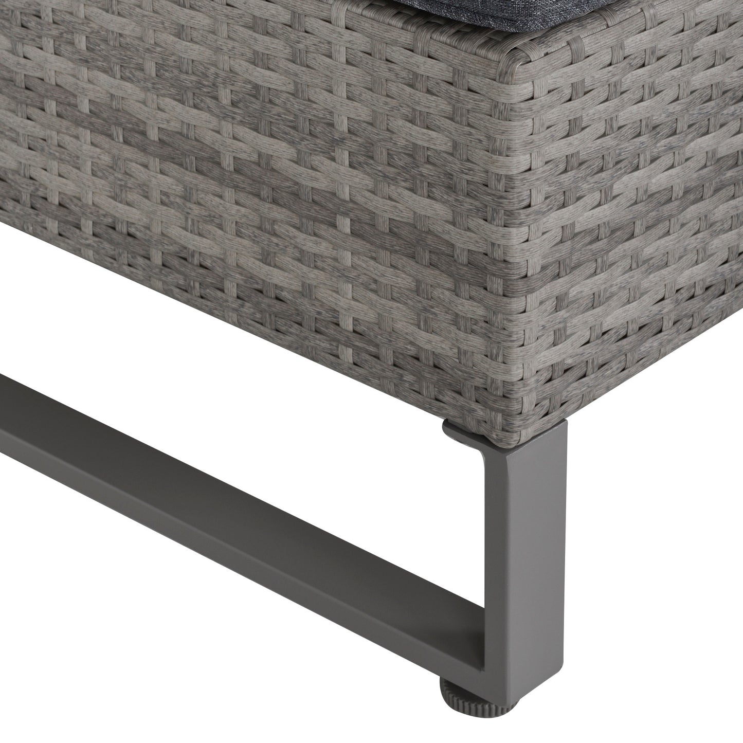 4 Pieces Rattan Garden Furniture Set, 4 Seater Garden Sofa Set with Storage Box, Loveseats and Glass Top Table