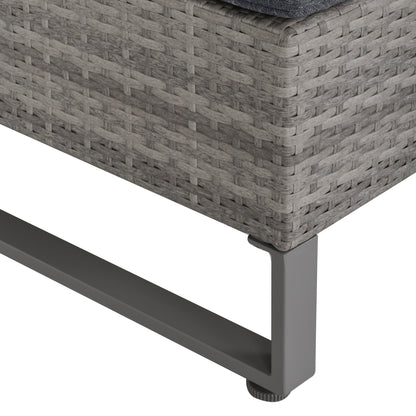 4 Pieces Rattan Garden Furniture Set, 4 Seater Garden Sofa Set with Storage Box, Loveseats and Glass Top Table