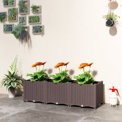 Plastic Raised Garden Bed with Legs, Self Watering Elevated Planter Boxes with Drainage Holes and Plugs