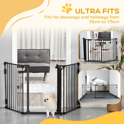 Pet Safety Gate, 3 Panels Playpen Fireplace, Foldable Metal Fence, Stair Barrier, Room Divider