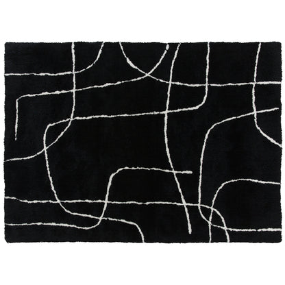 Modern Fluffy Area Rug, Geometric Pattern Washable Rug, Soft High Pile Floor Carpet for Living Room, Bedroom, Dining Room