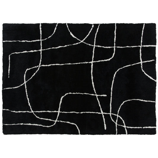 Modern Fluffy Area Rug, Geometric Pattern Washable Rug, Soft High Pile Floor Carpet for Living Room, Bedroom, Dining Room