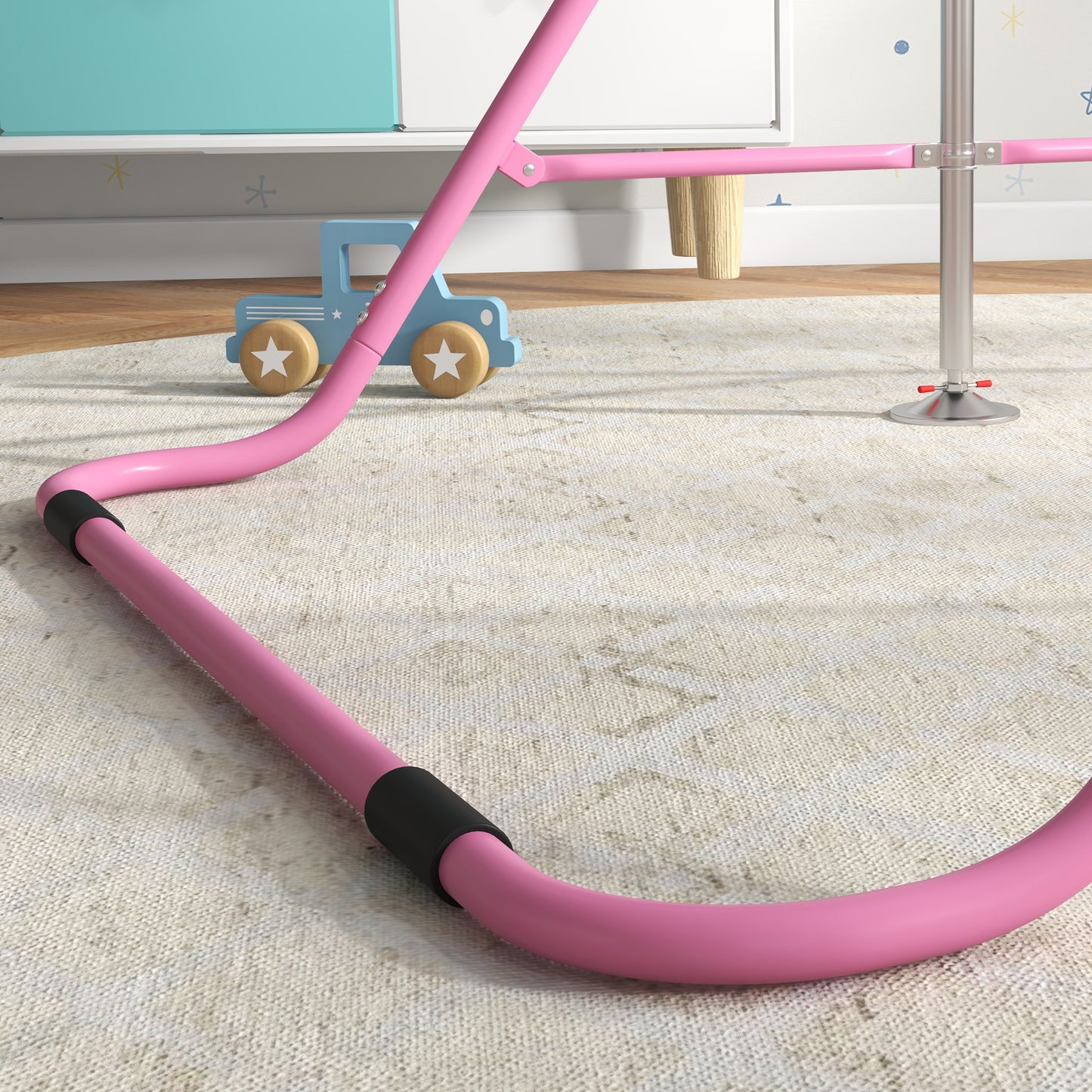 Kids Gymnastic Bar, with Adjustable Height, Foldable Horizontal Bars - Pink