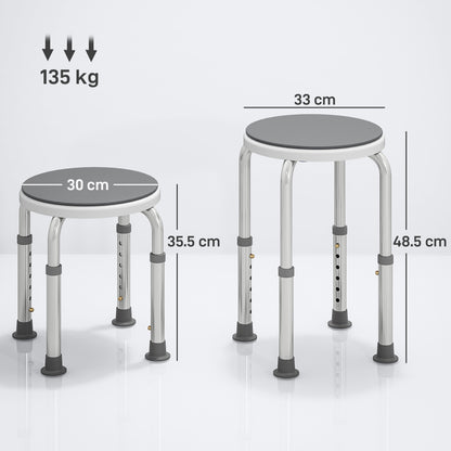 360° Swivel Shower Chair, Height Adjustable Aluminium Shower Stool with Non-Slip Feet for Disabled, Elderly, Grey