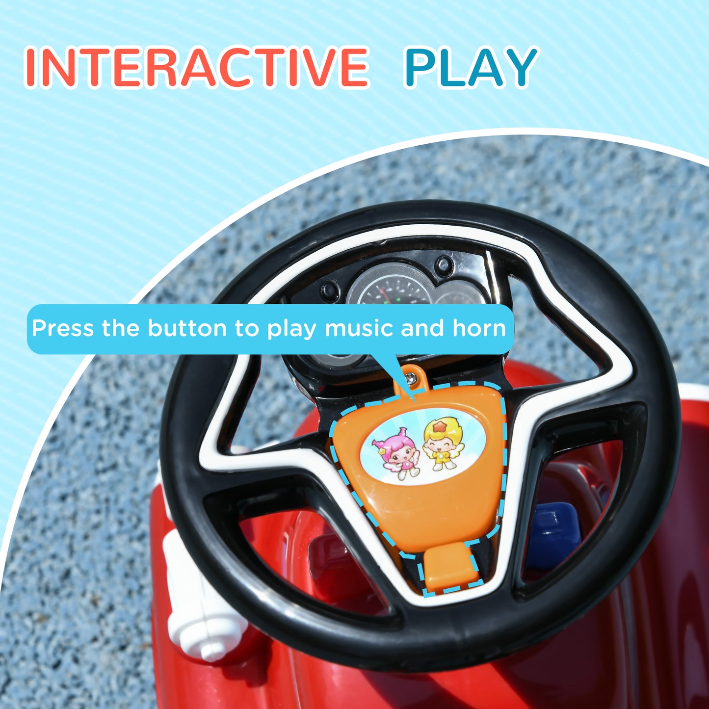 Ride On Fire Truck Foot to Floor Design with Under Seat Storage, Steering Wheel, Music, Light, for 1.5-3 Years, Red
