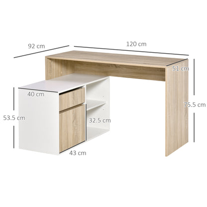 L-Shaped Desk, Corner Computer Desk with Storage Drawer, Adjustable Shelf, Cabinet for Home Office and Study