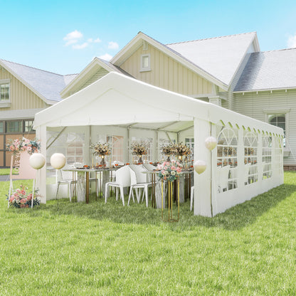 8m x 4m Garden Gazebo Marquee Wedding Shelter Level 4 Wind Protection, White